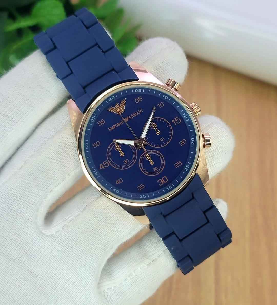 Stylish Chronograph Men's Watch – Armani-Inspired Design | Multiple Strap Colors