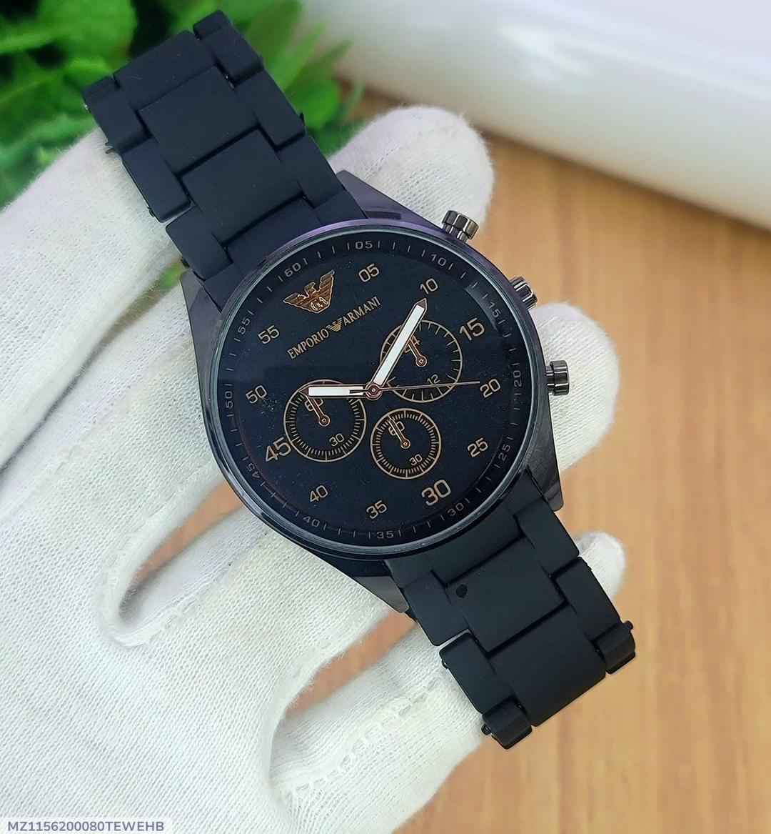 Stylish Chronograph Men's Watch – Armani-Inspired Design | Multiple Strap Colors