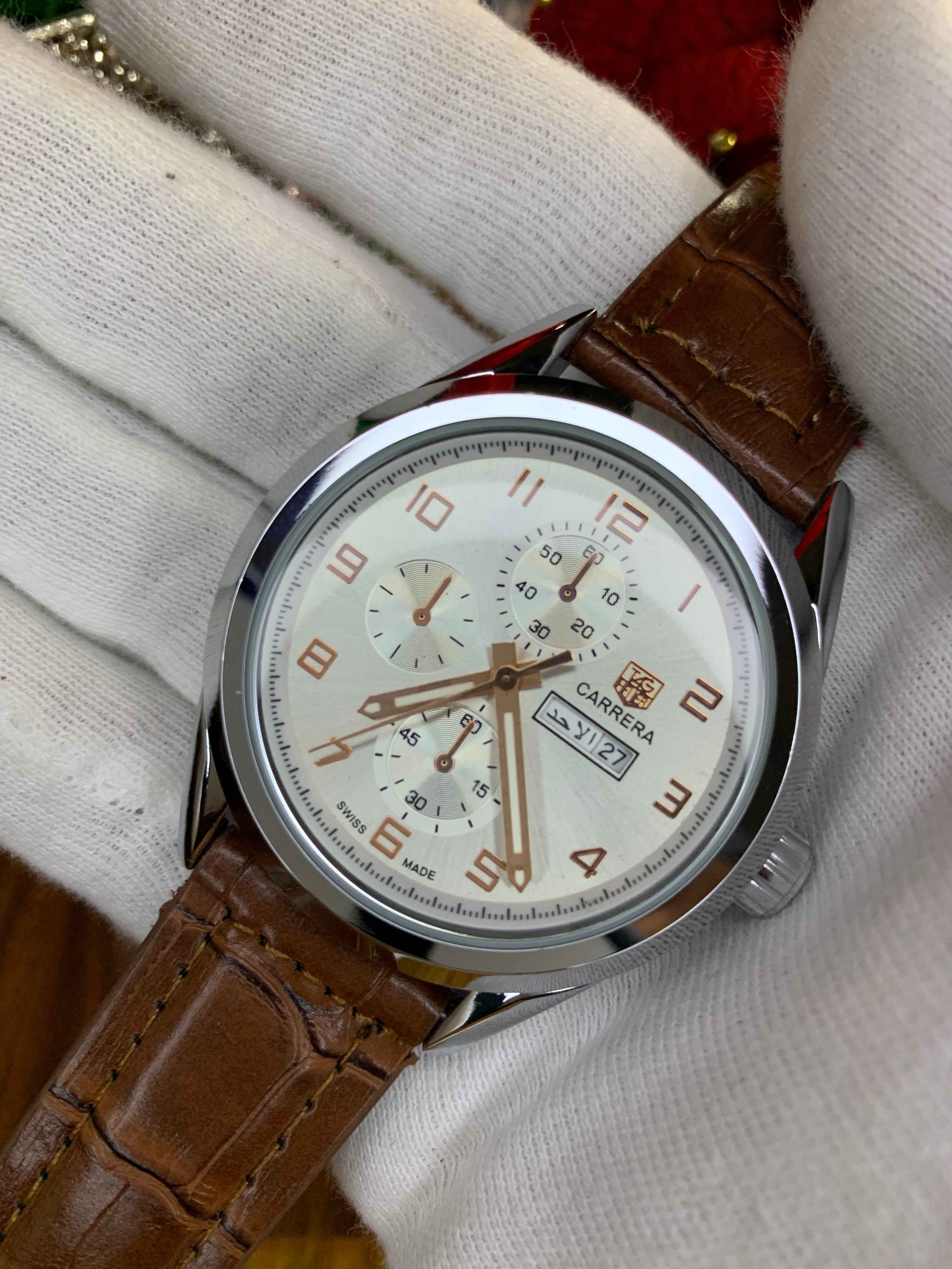 Classic Carrera Style – Luxury Brown Strap Watch
