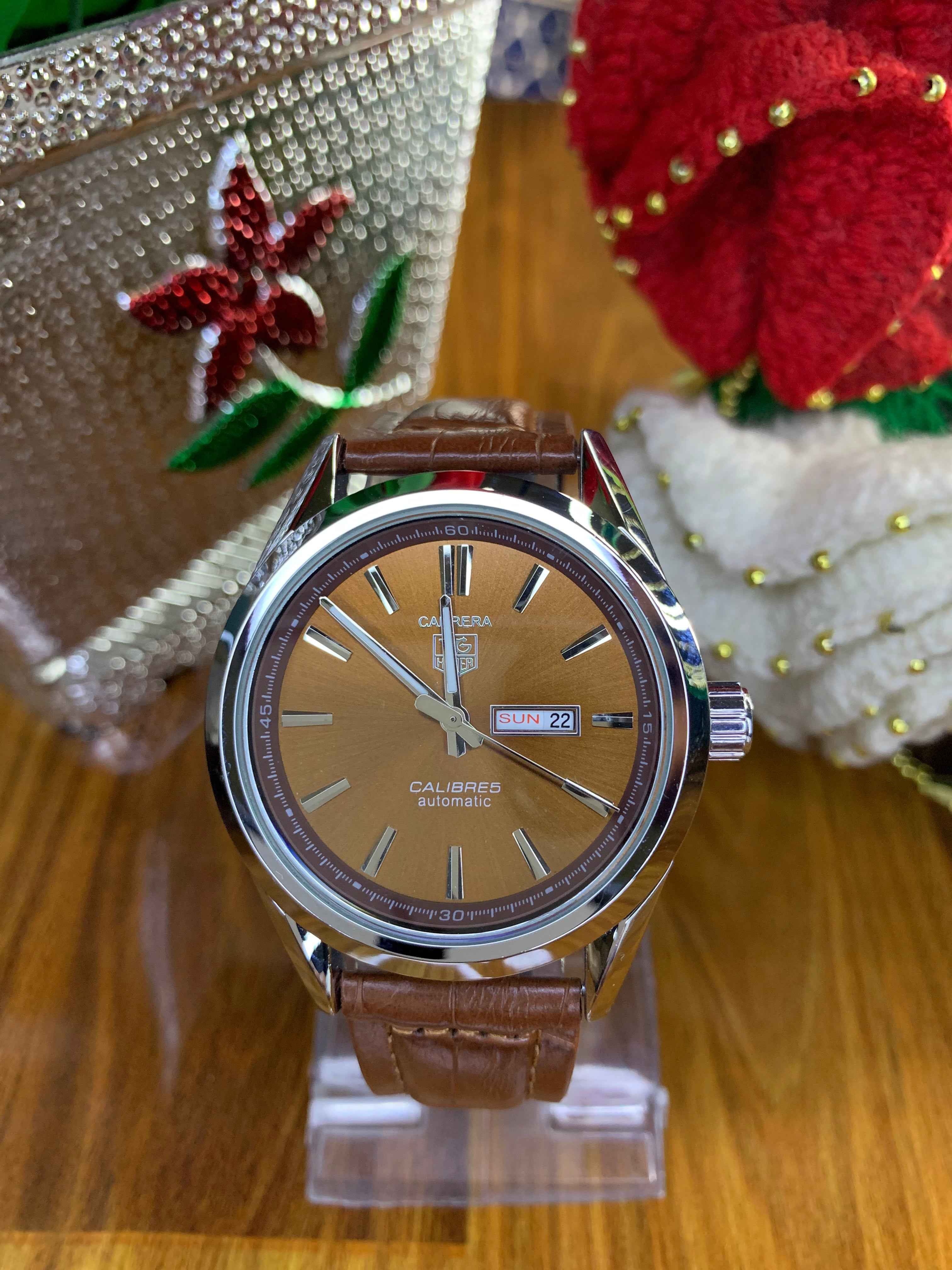 Luxury Brown Dial Quartz Watch – Leather Strap