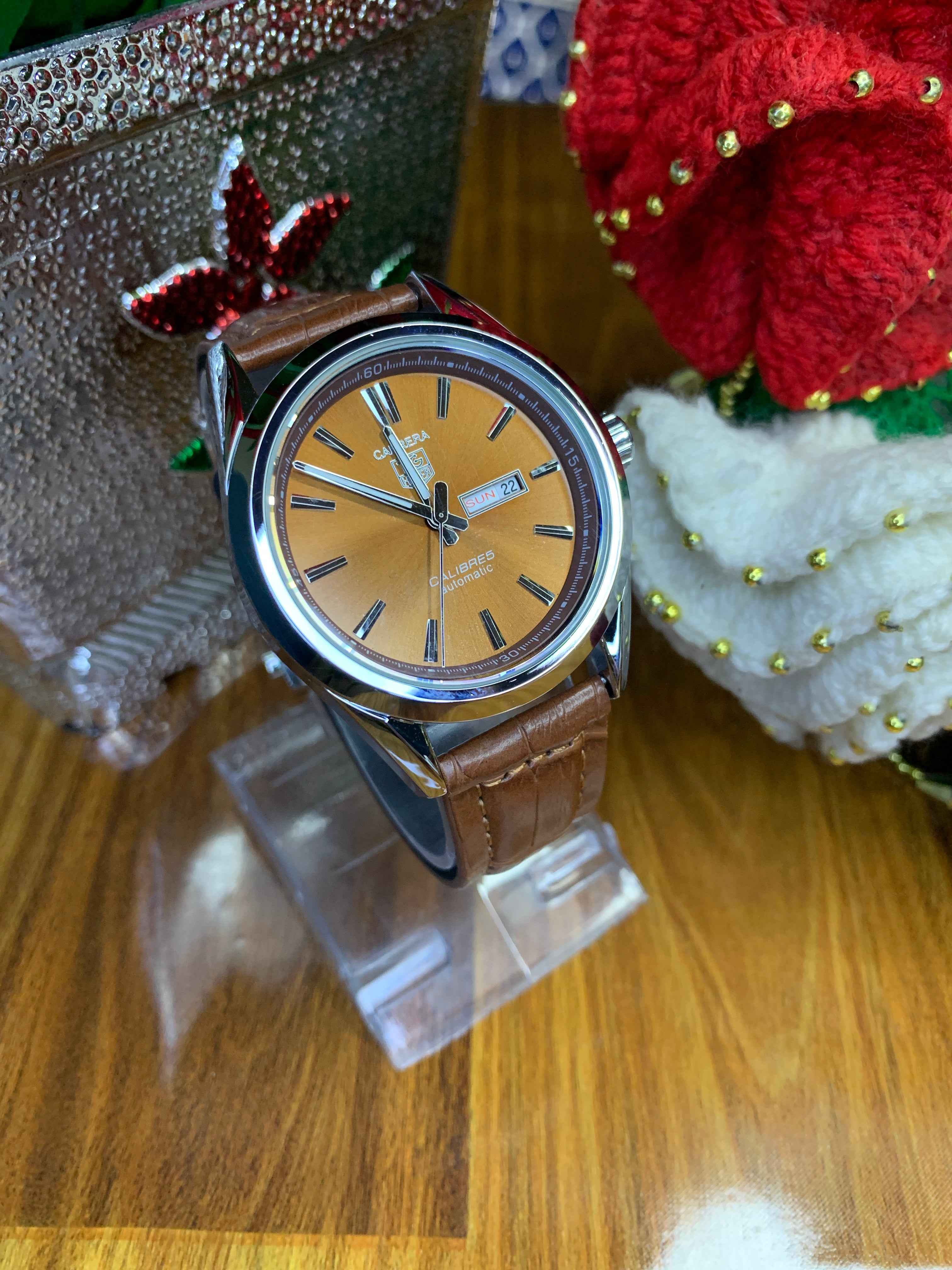 Luxury Brown Dial Quartz Watch – Leather Strap