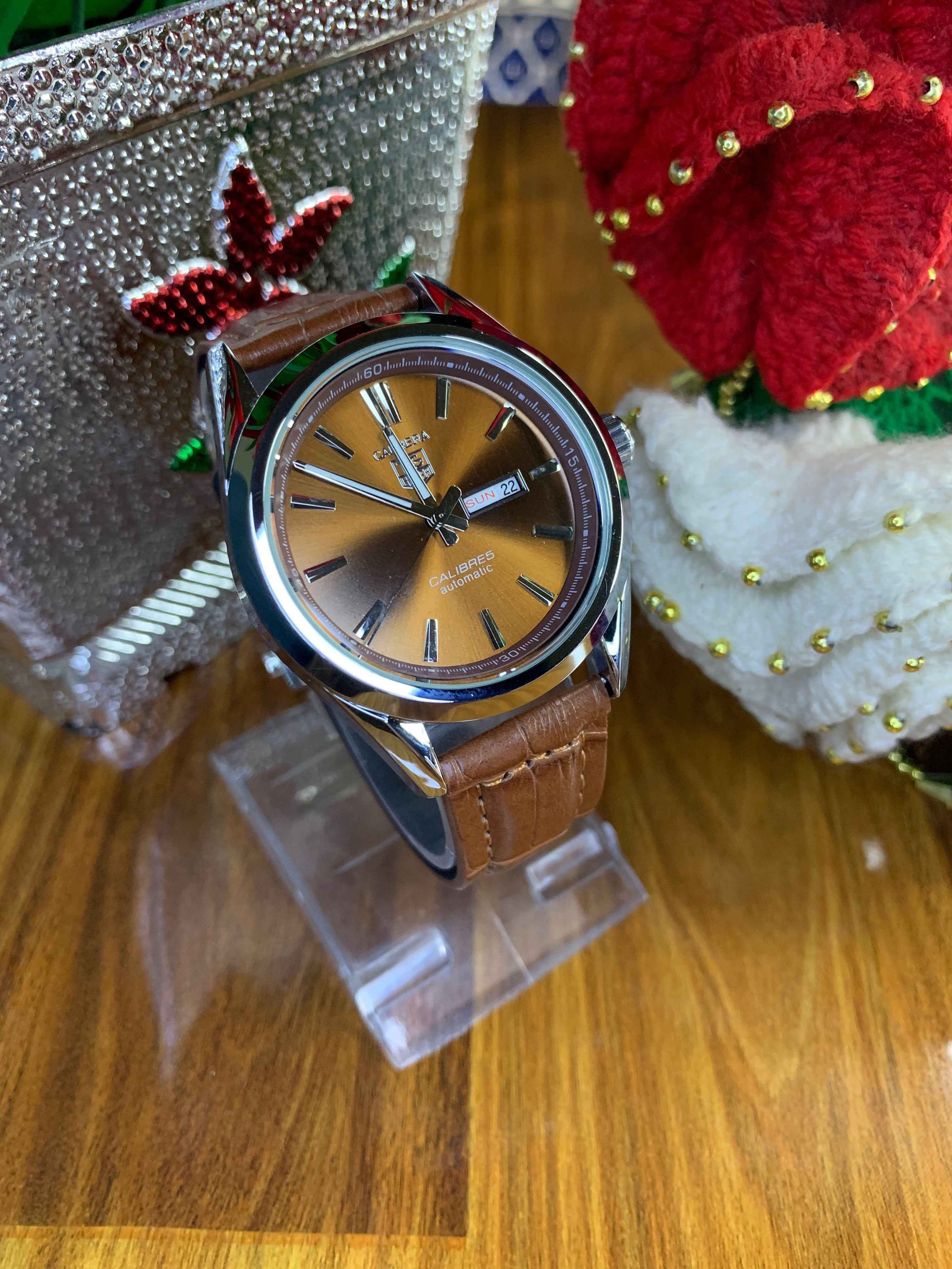 Luxury Brown Dial Quartz Watch – Leather Strap