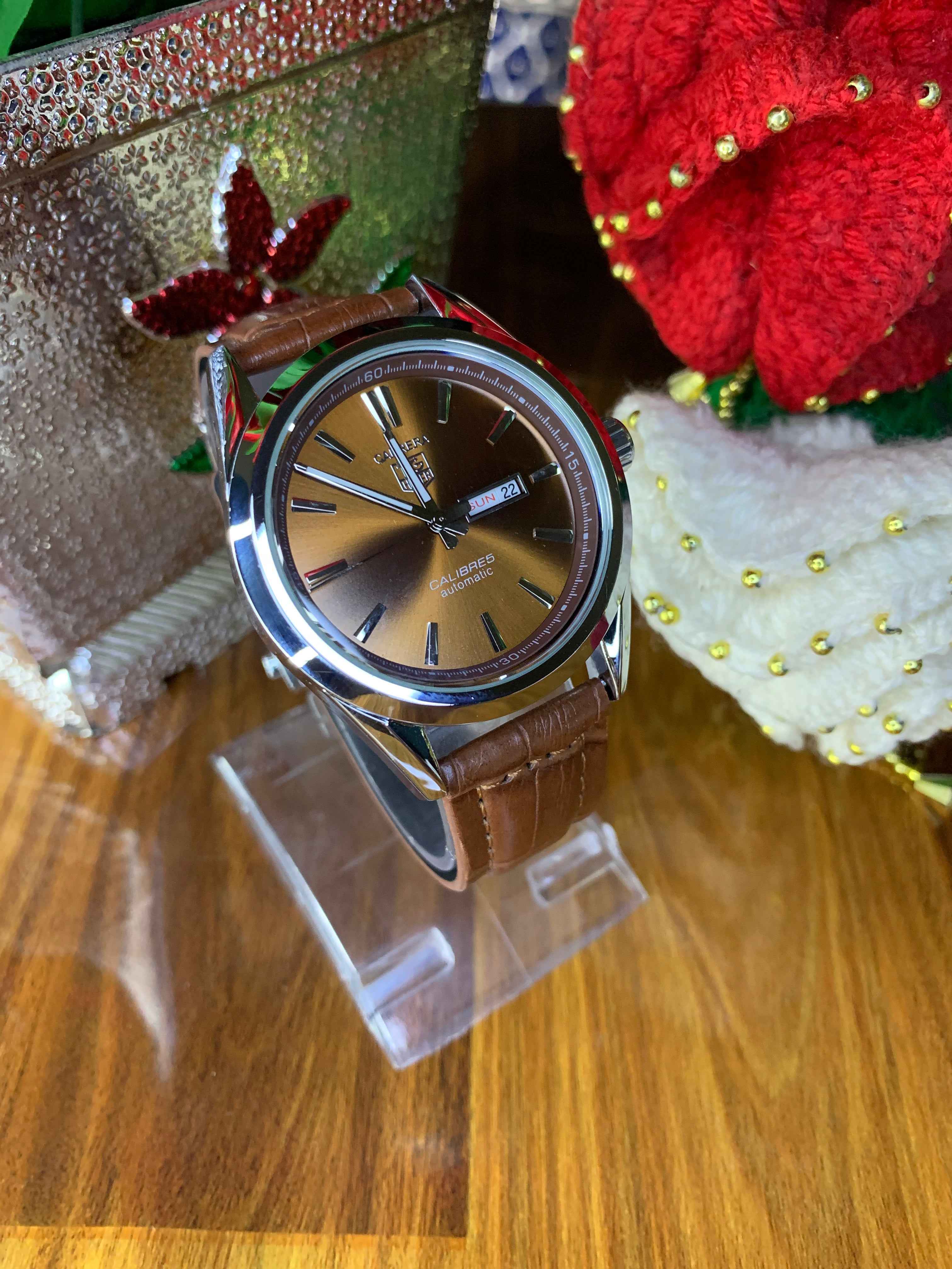 Luxury Brown Dial Quartz Watch – Leather Strap