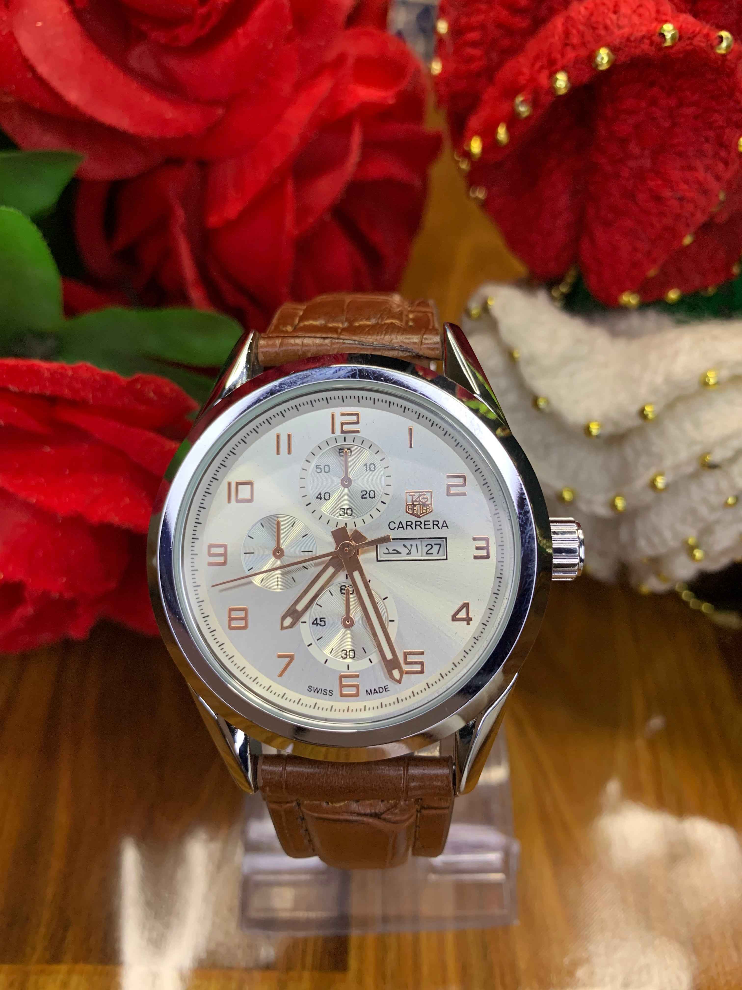 Classic Carrera Style – Luxury Brown Strap Watch