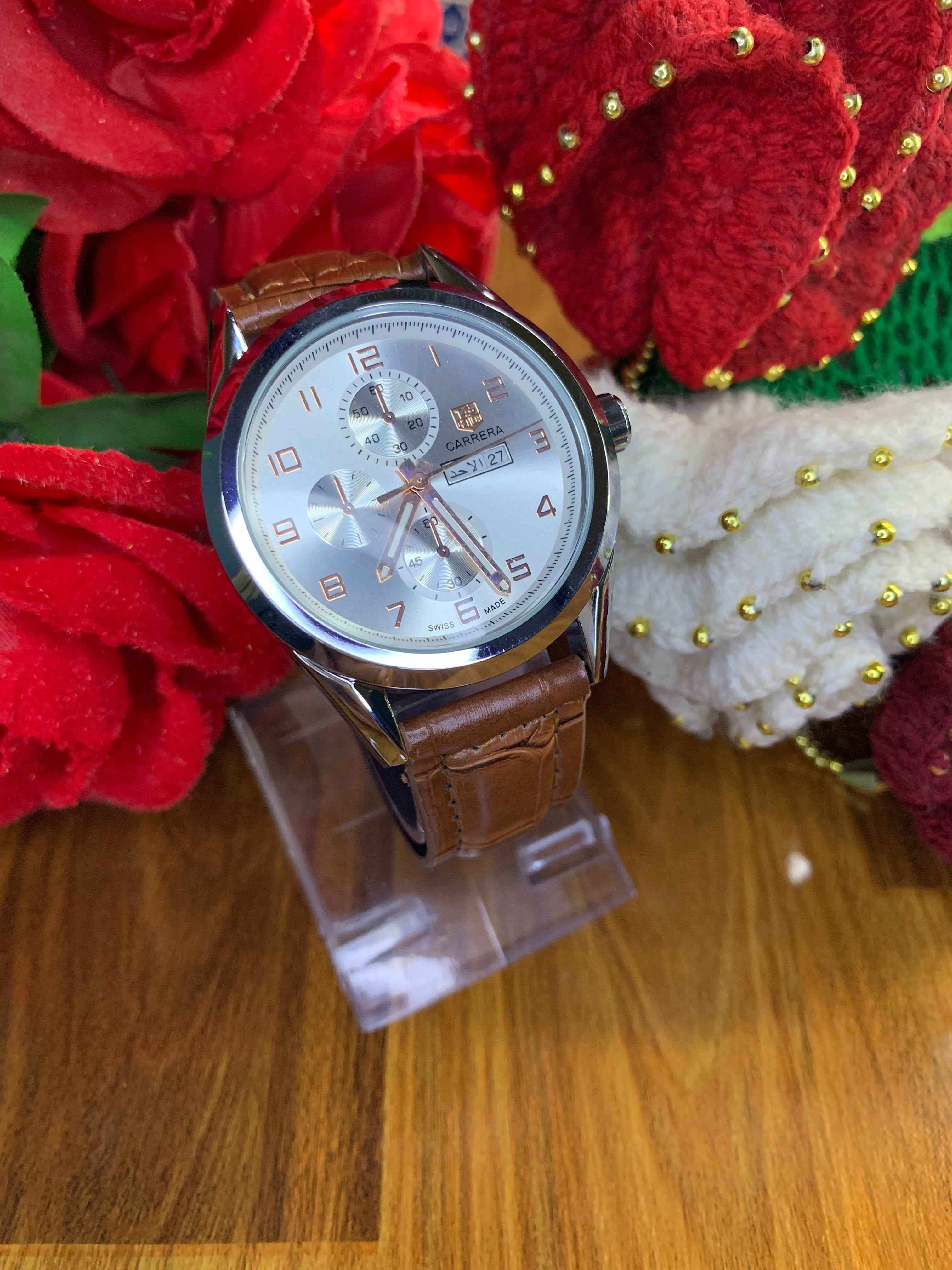 Classic Carrera Style – Luxury Brown Strap Watch