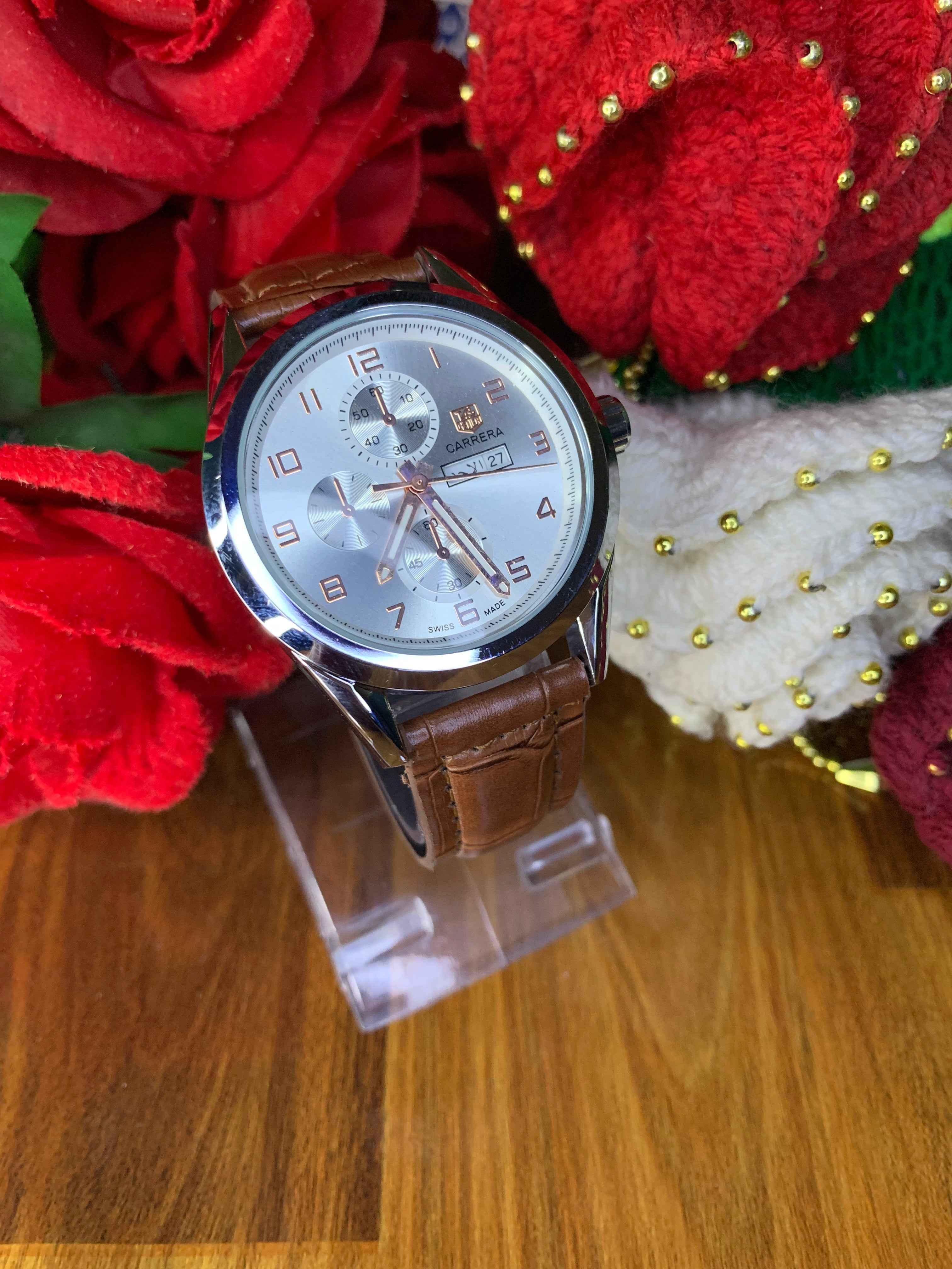 Classic Carrera Style – Luxury Brown Strap Watch