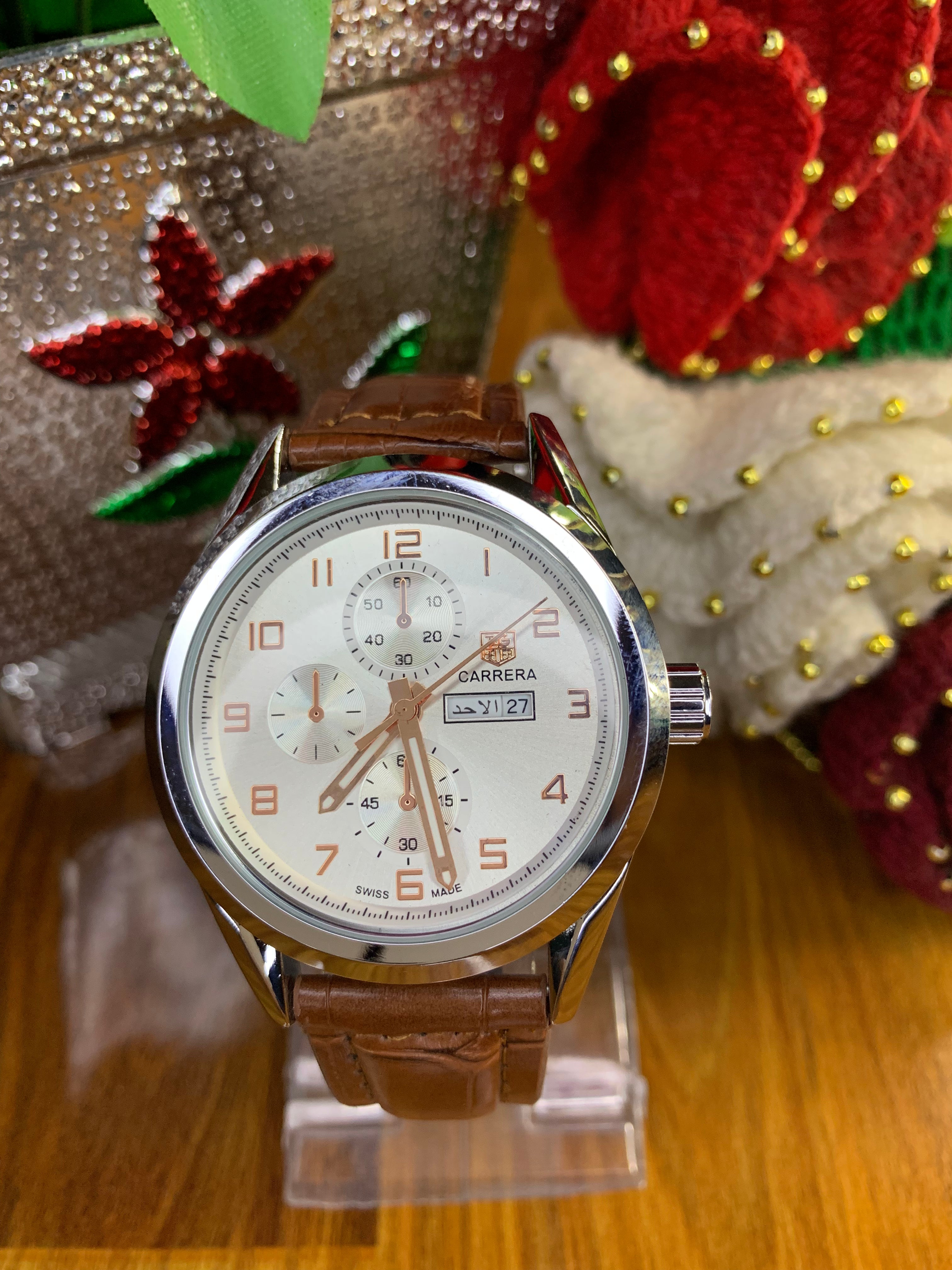Classic Carrera Style – Luxury Brown Strap Watch