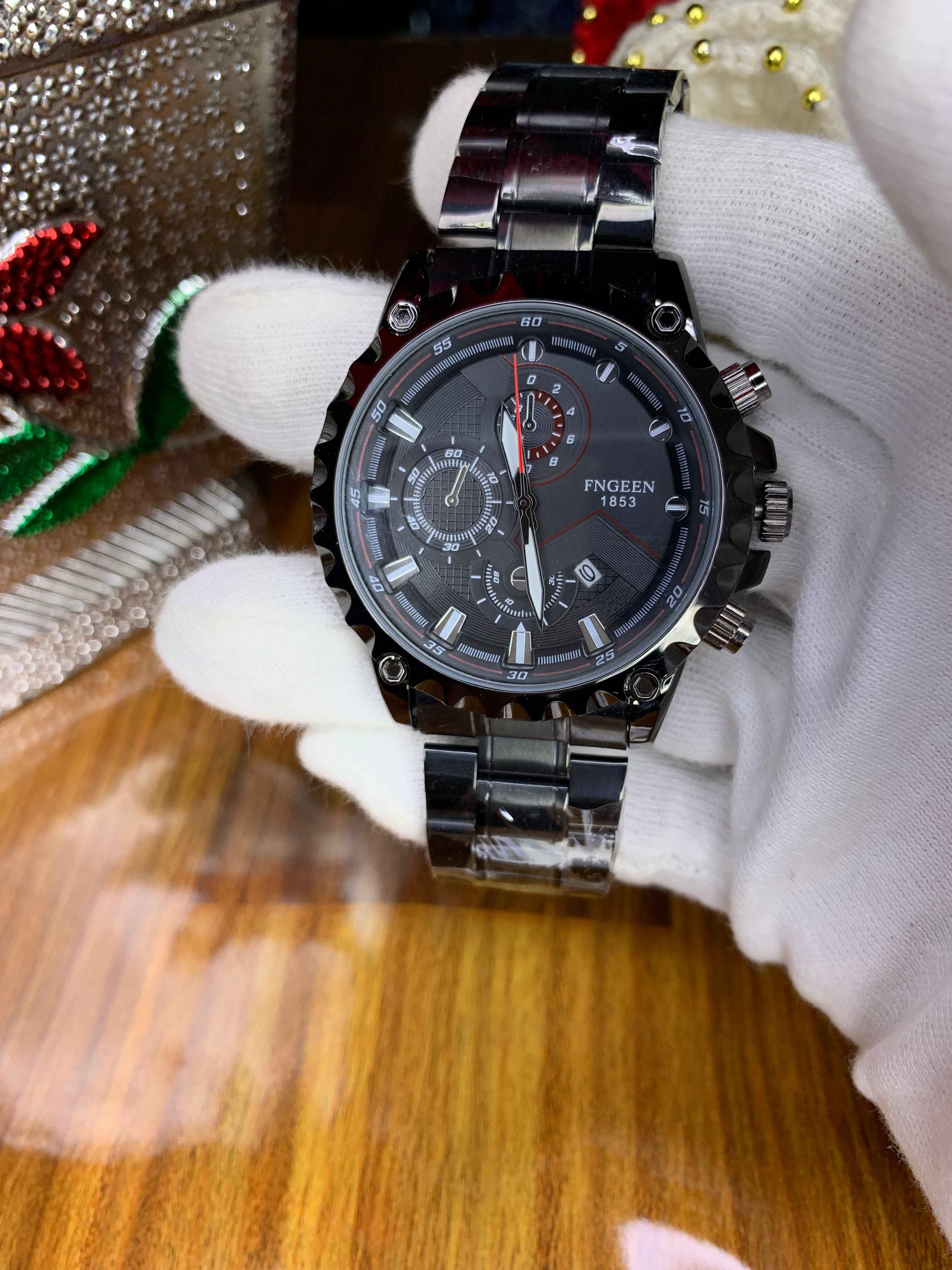 Bold Black FNGEEN Chronograph β Style Meets Power