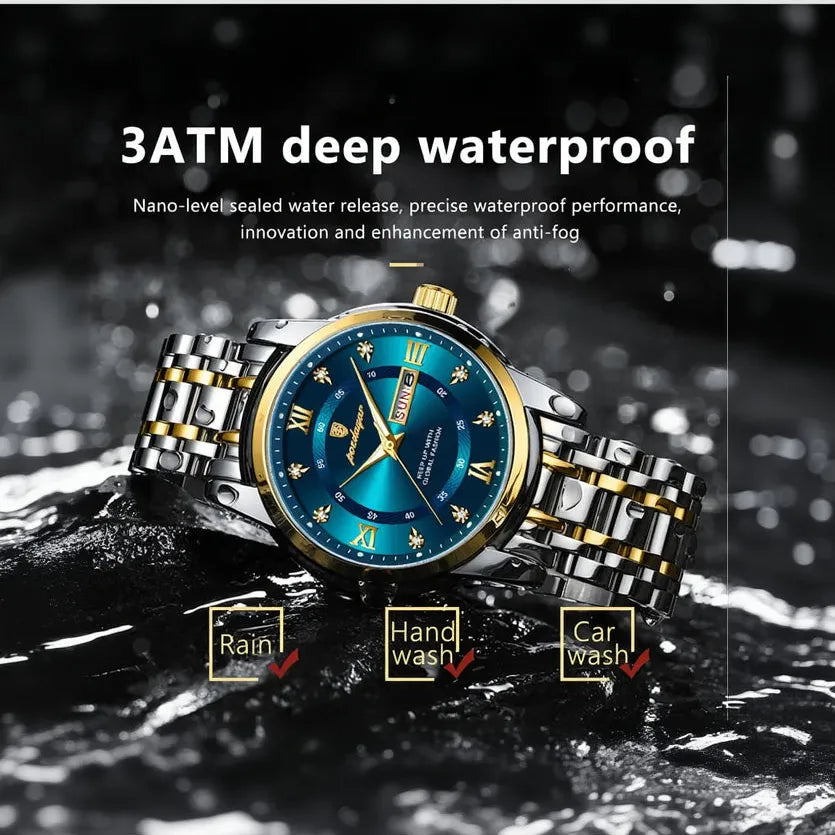 POEDAGAR Executive Watch Men Luminous Day Date 8 Colors
