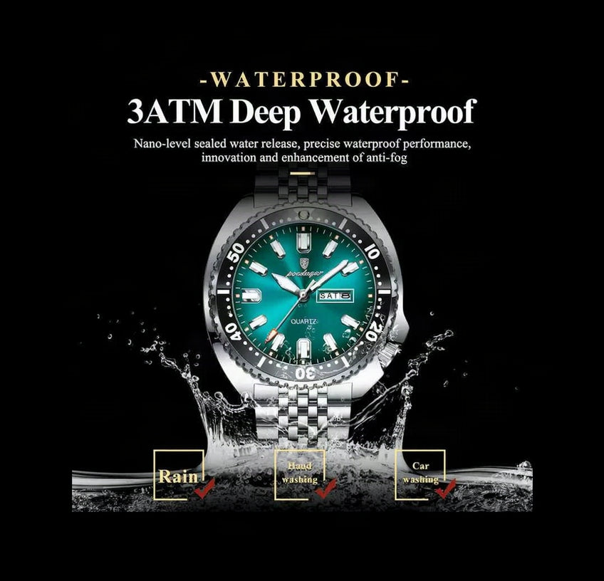 POEDAGAR Ocean Legacy Watch Men Stainless Steel