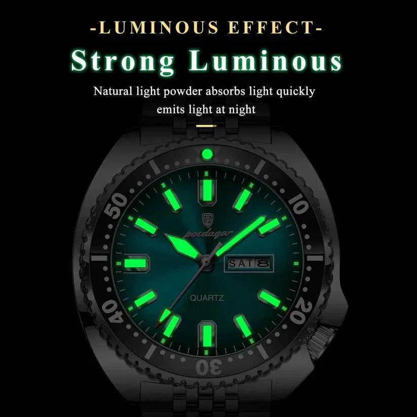 POEDAGAR Ocean Legacy Watch Men Stainless Steel