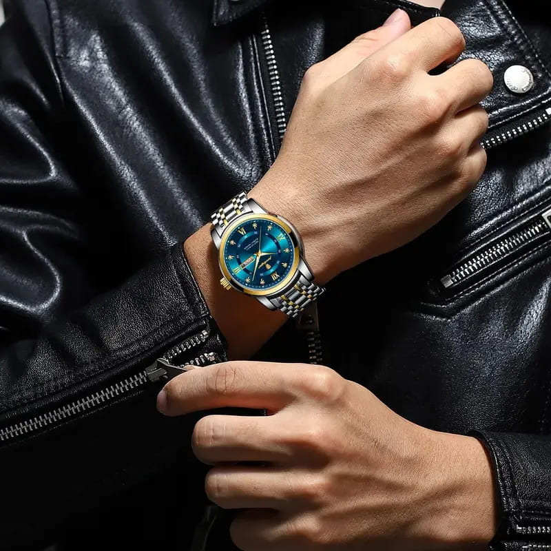 POEDAGAR Executive Watch Men Luminous Day Date 8 Colors