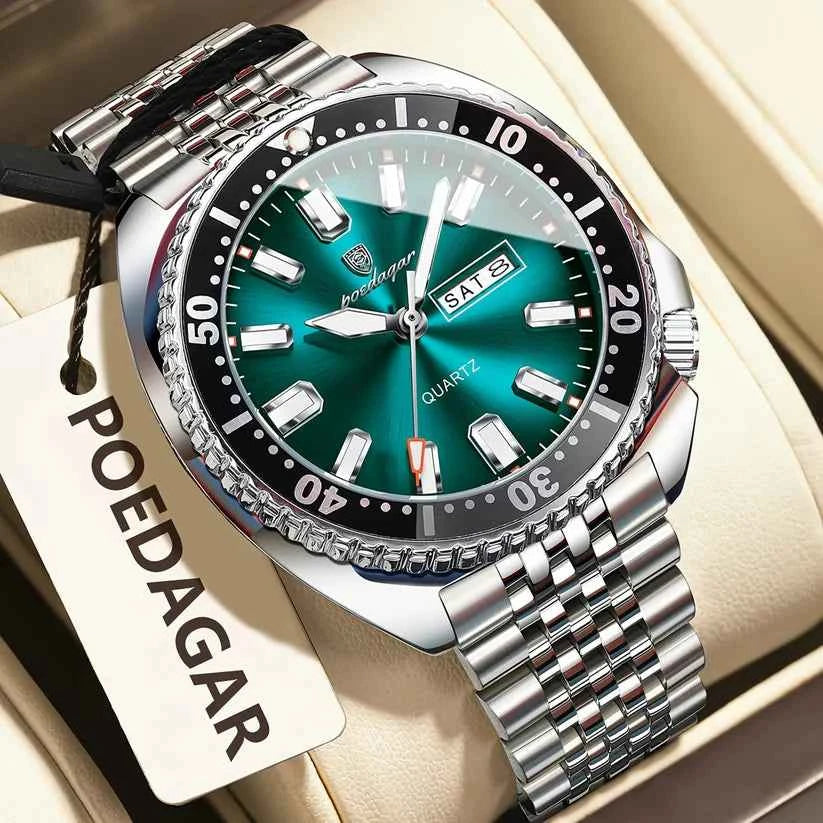 POEDAGAR Ocean Legacy Watch Men Stainless Steel