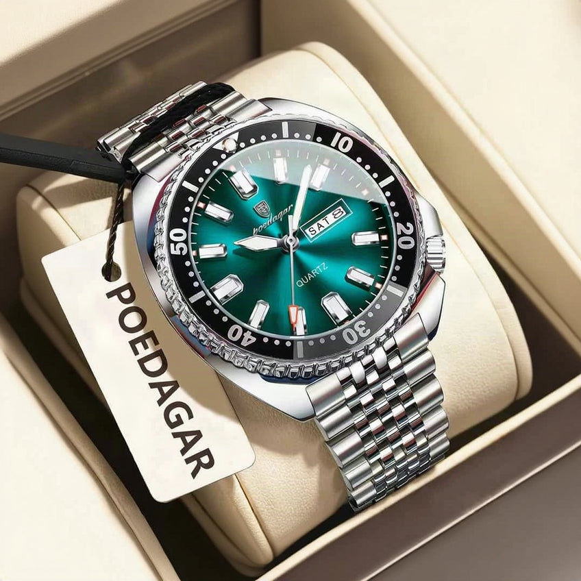 POEDAGAR Ocean Legacy Watch Men Stainless Steel