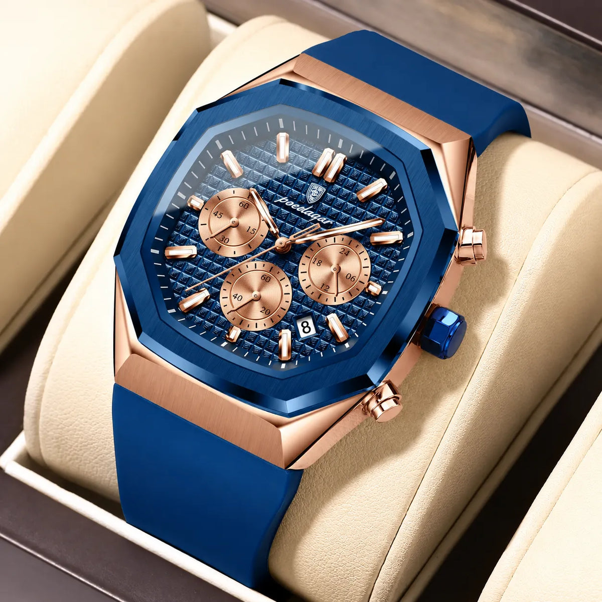 POEDAGAR Velocity Sport Watch Men Silicone Chronograph 3 Colors