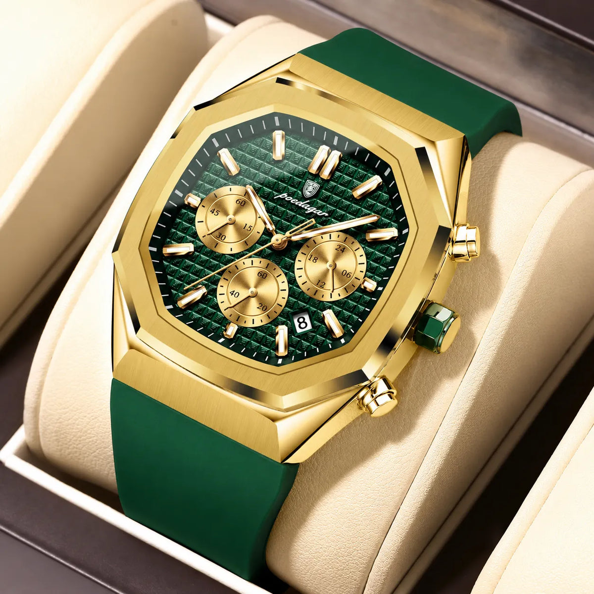 POEDAGAR Velocity Sport Watch Men Silicone Chronograph 3 Colors
