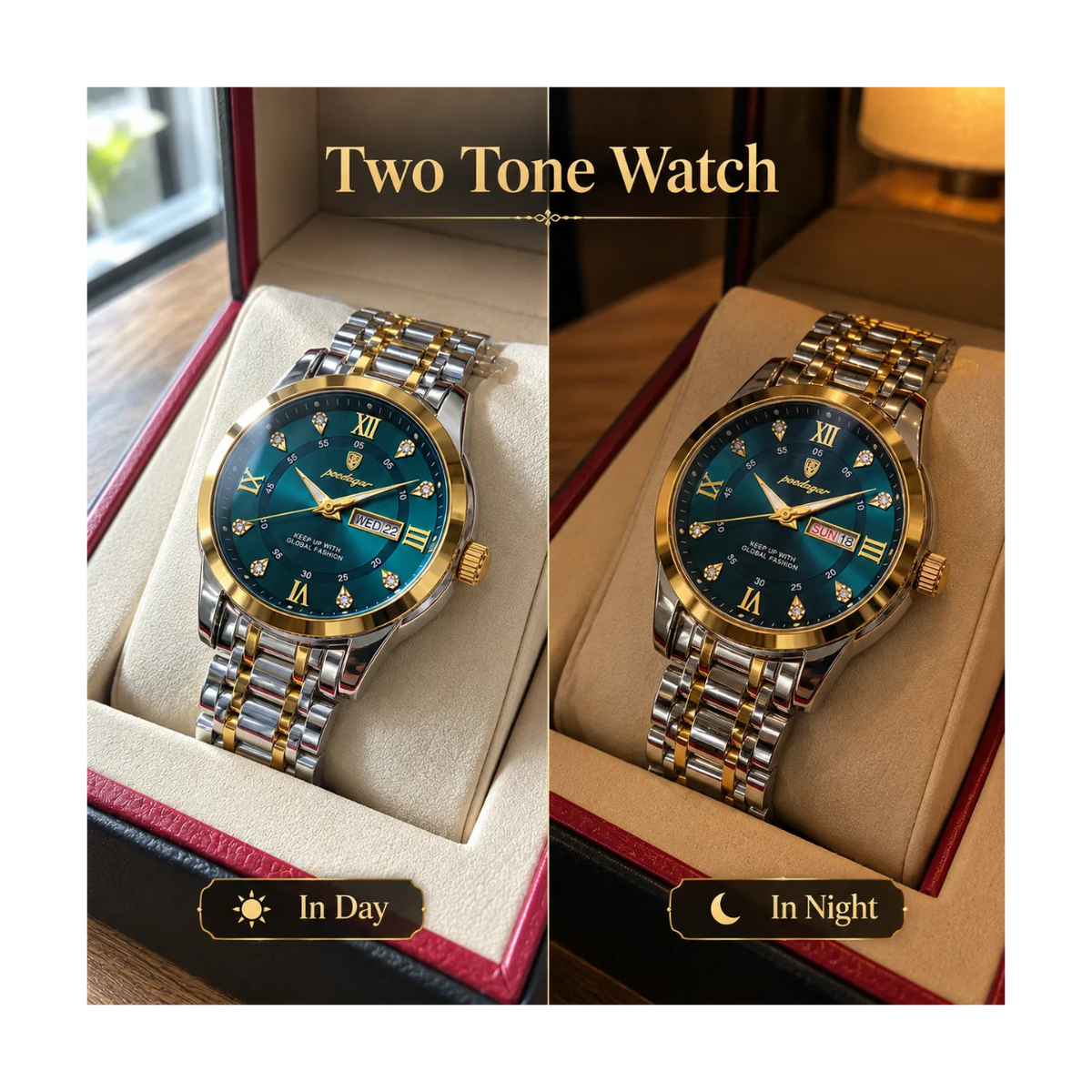 POEDAGAR Executive Watch Men Luminous Day Date 8 Colors