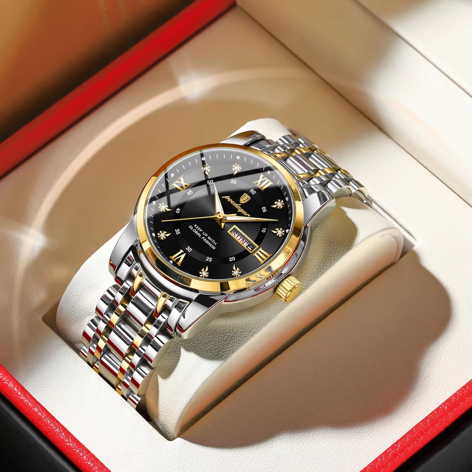 POEDAGAR Executive Watch Men Luminous Day Date 8 Colors