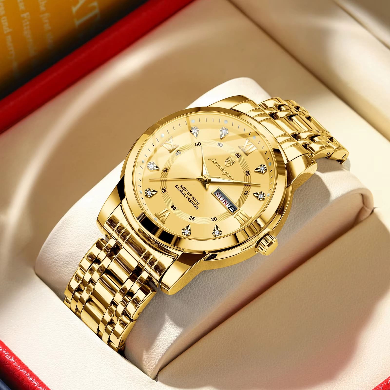 POEDAGAR Executive Watch Men Luminous Day Date 8 Colors