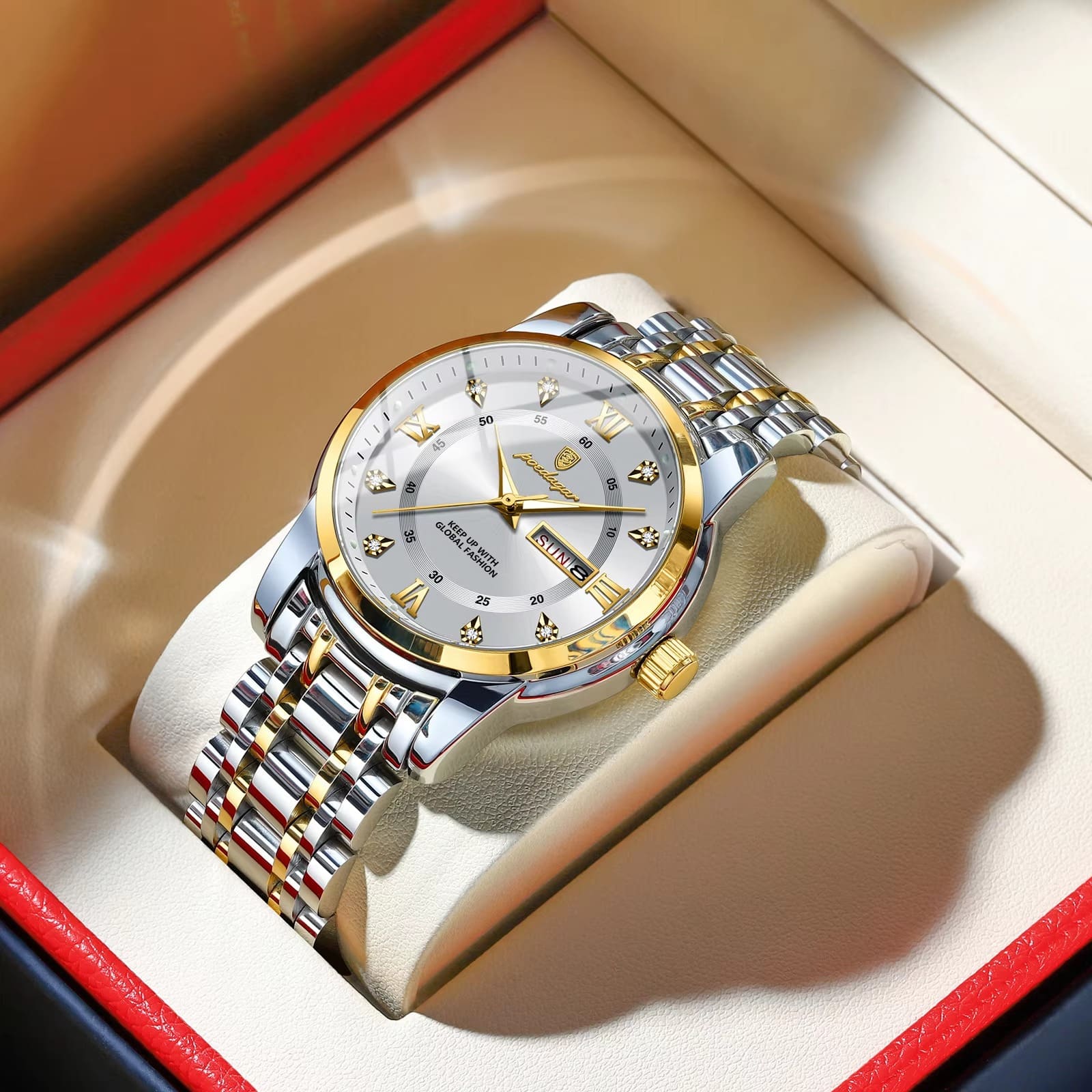 POEDAGAR Executive Watch Men Luminous Day Date 8 Colors