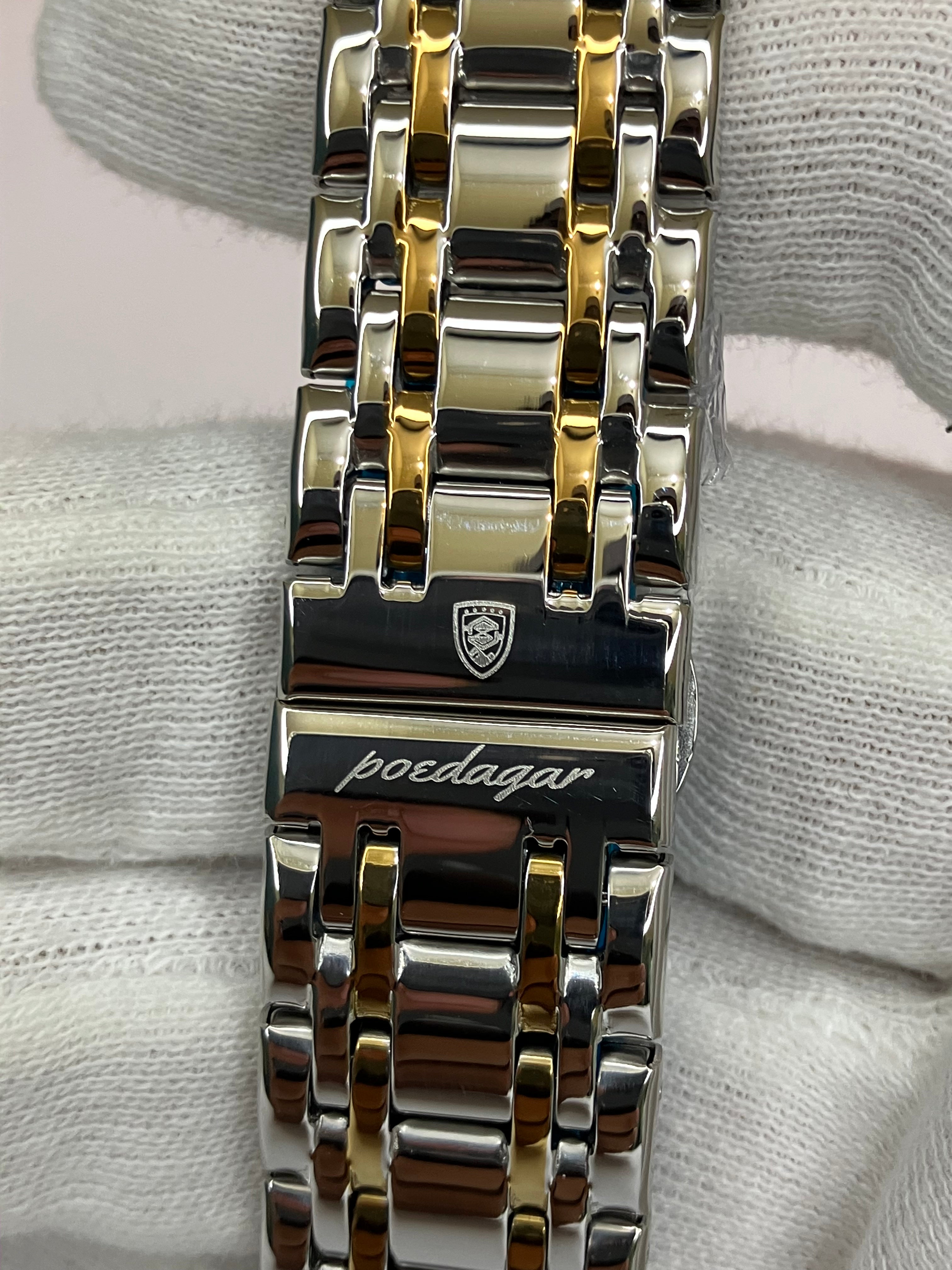 Luxury Green Dial Men's Watch – Dual-Tone Steel Strap | Day & Date Display