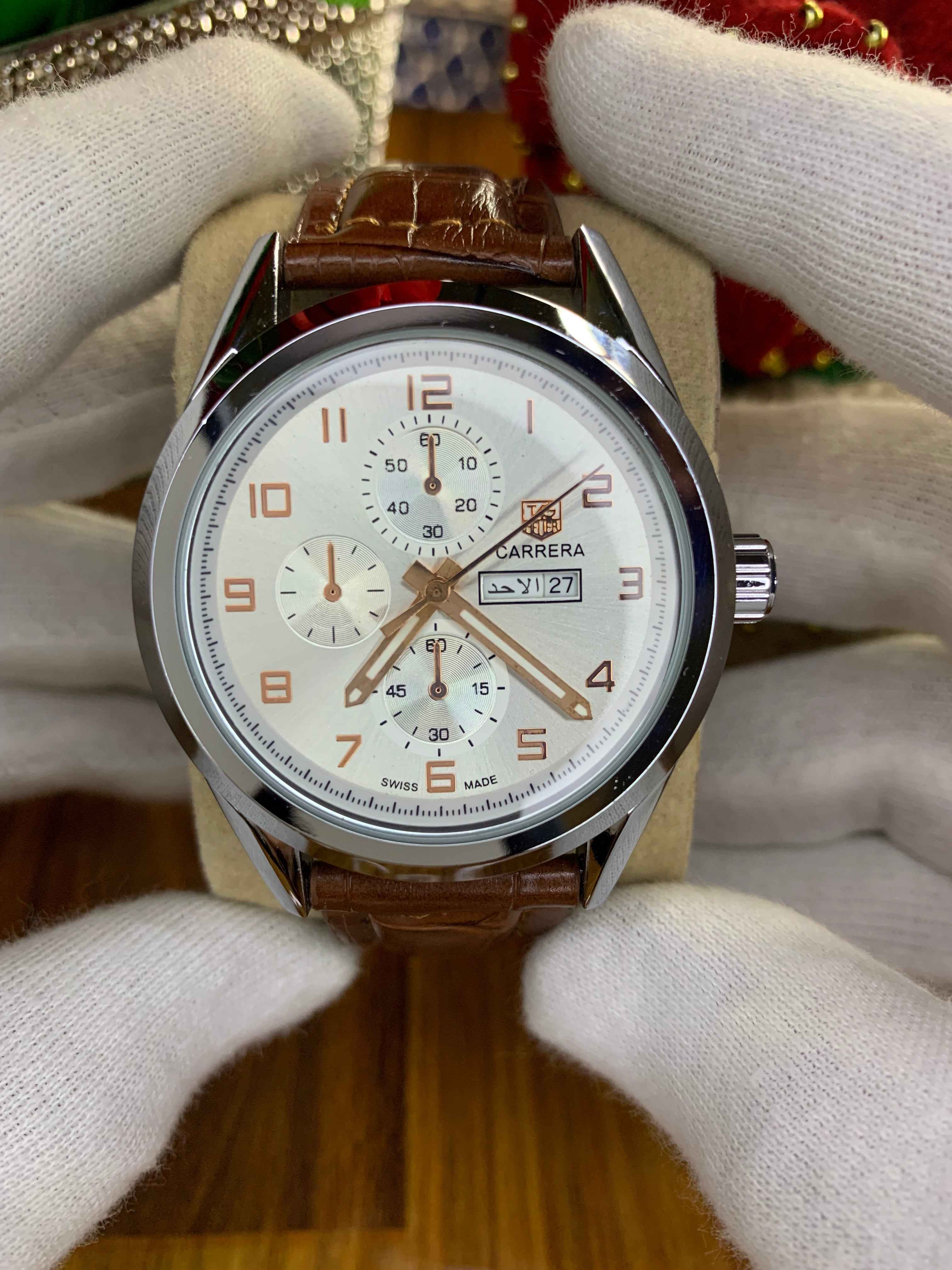 Classic Carrera Style – Luxury Brown Strap Watch