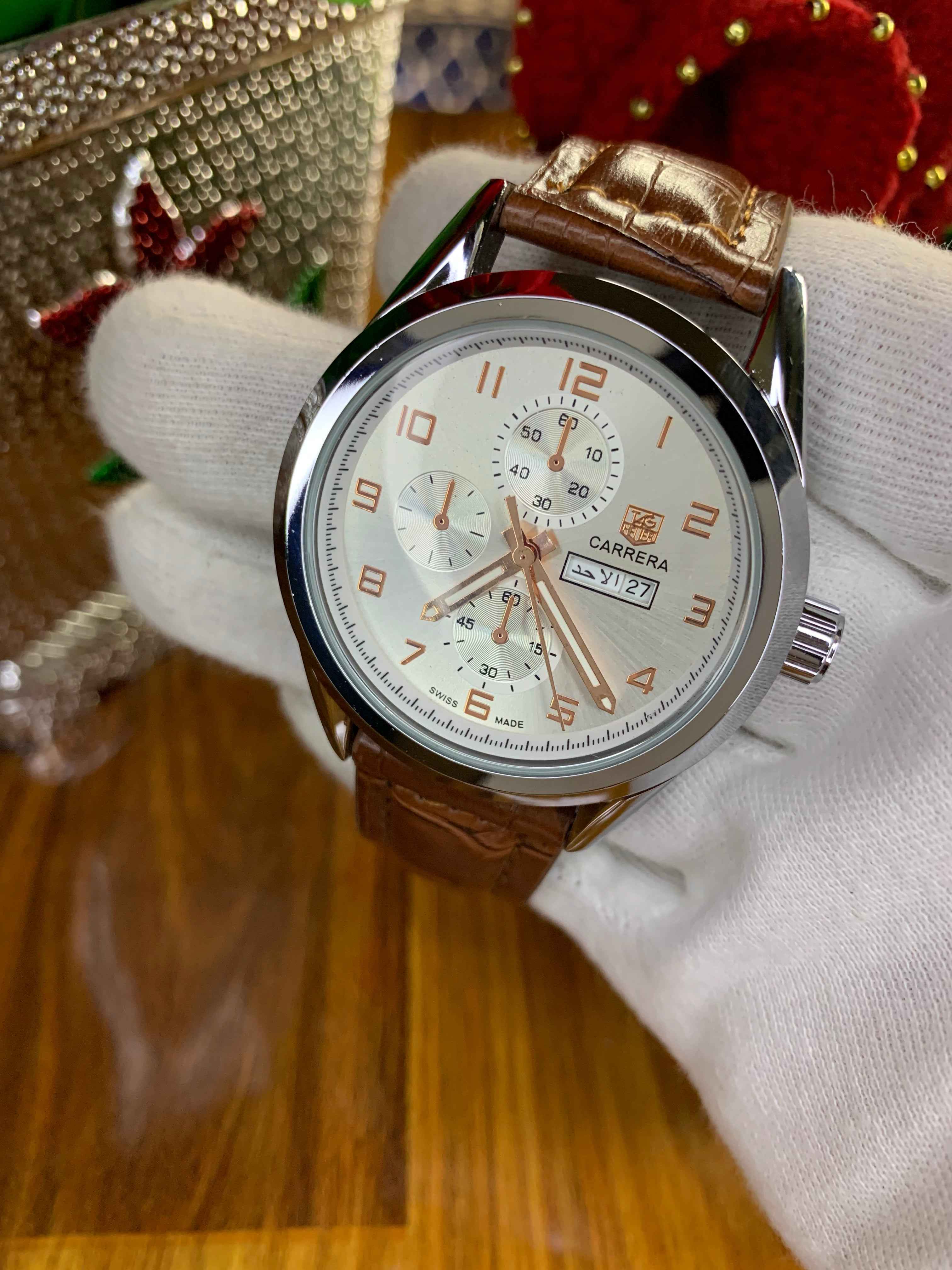 Classic Carrera Style – Luxury Brown Strap Watch