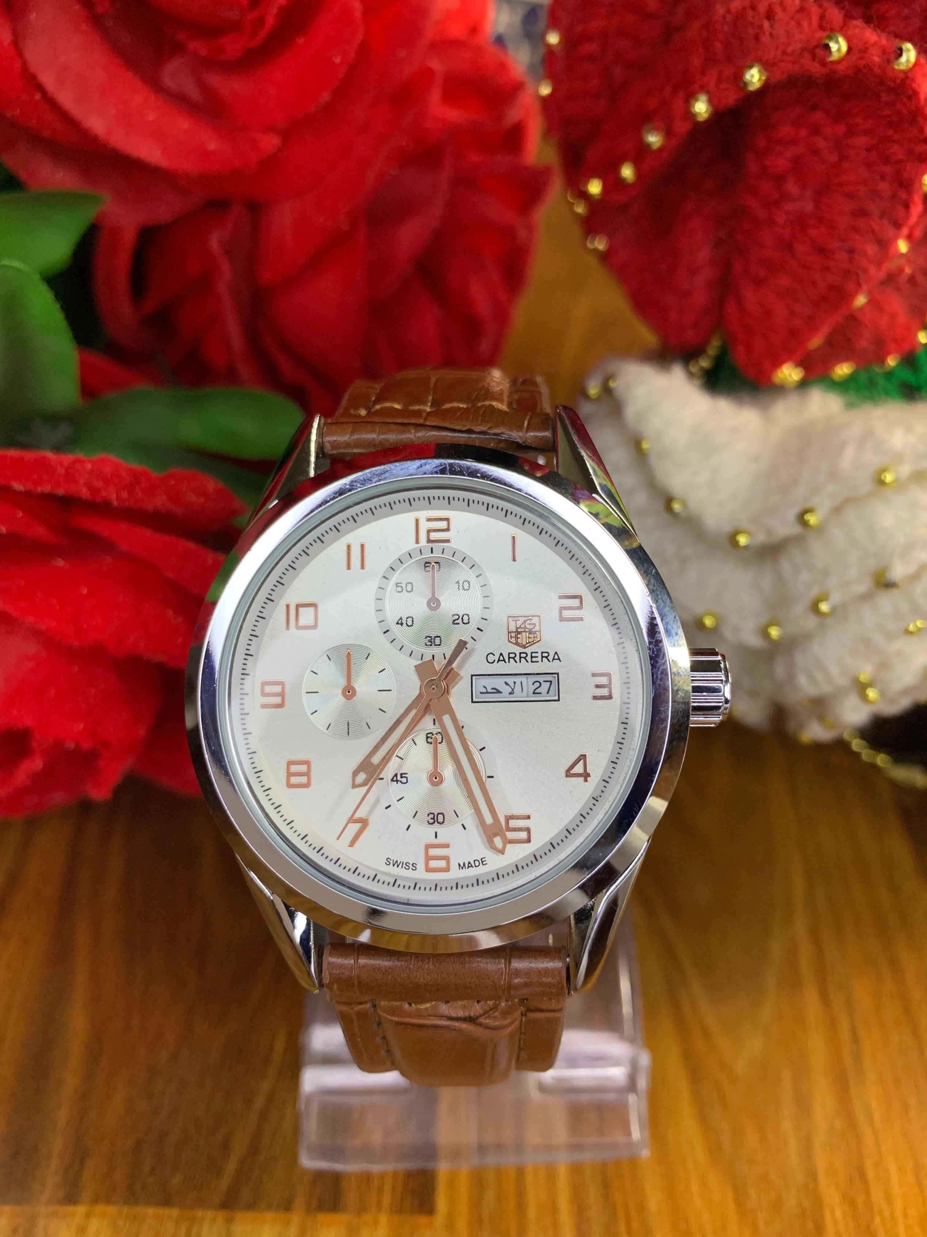 Classic Carrera Style – Luxury Brown Strap Watch