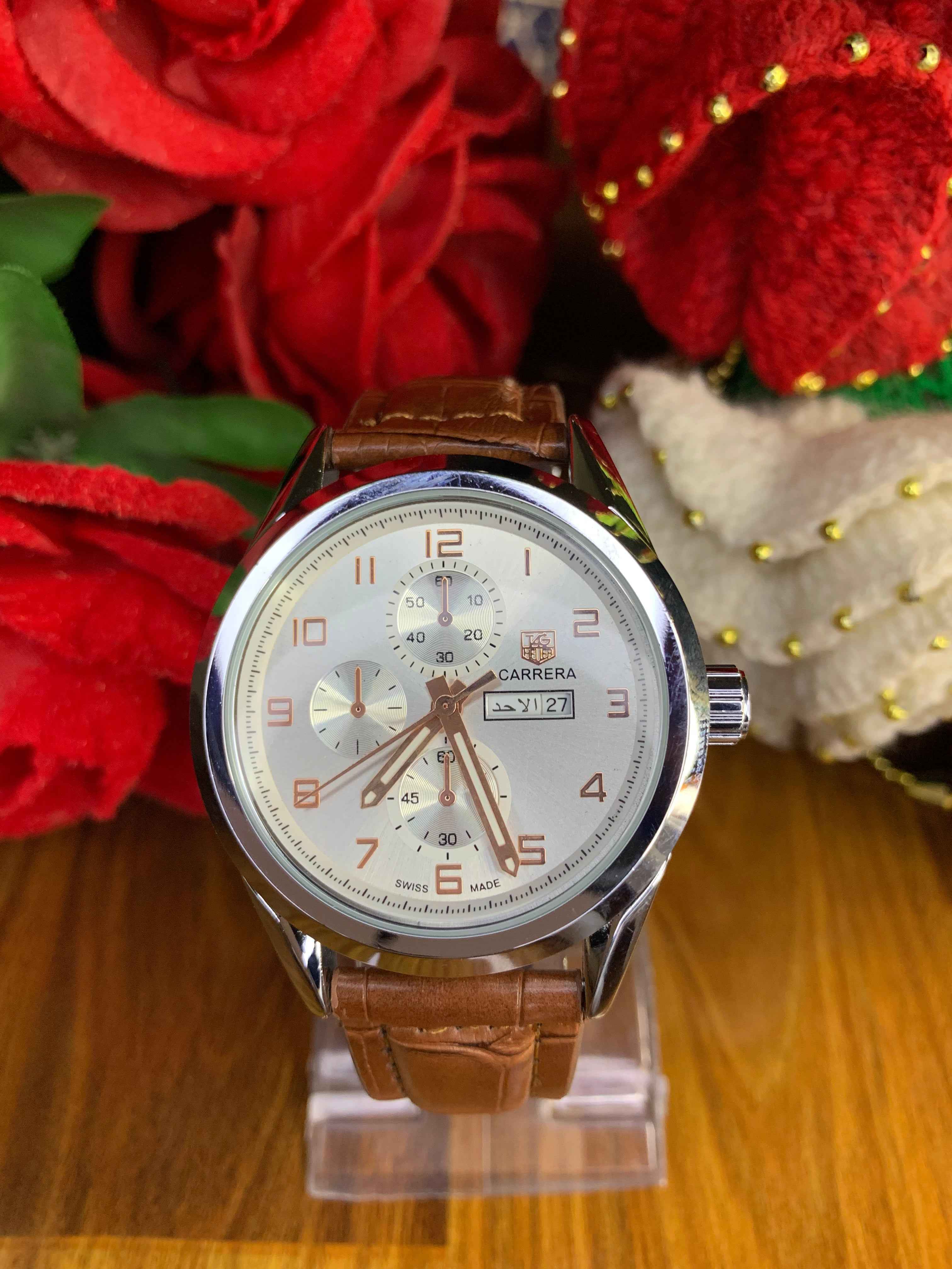 Classic Carrera Style – Luxury Brown Strap Watch