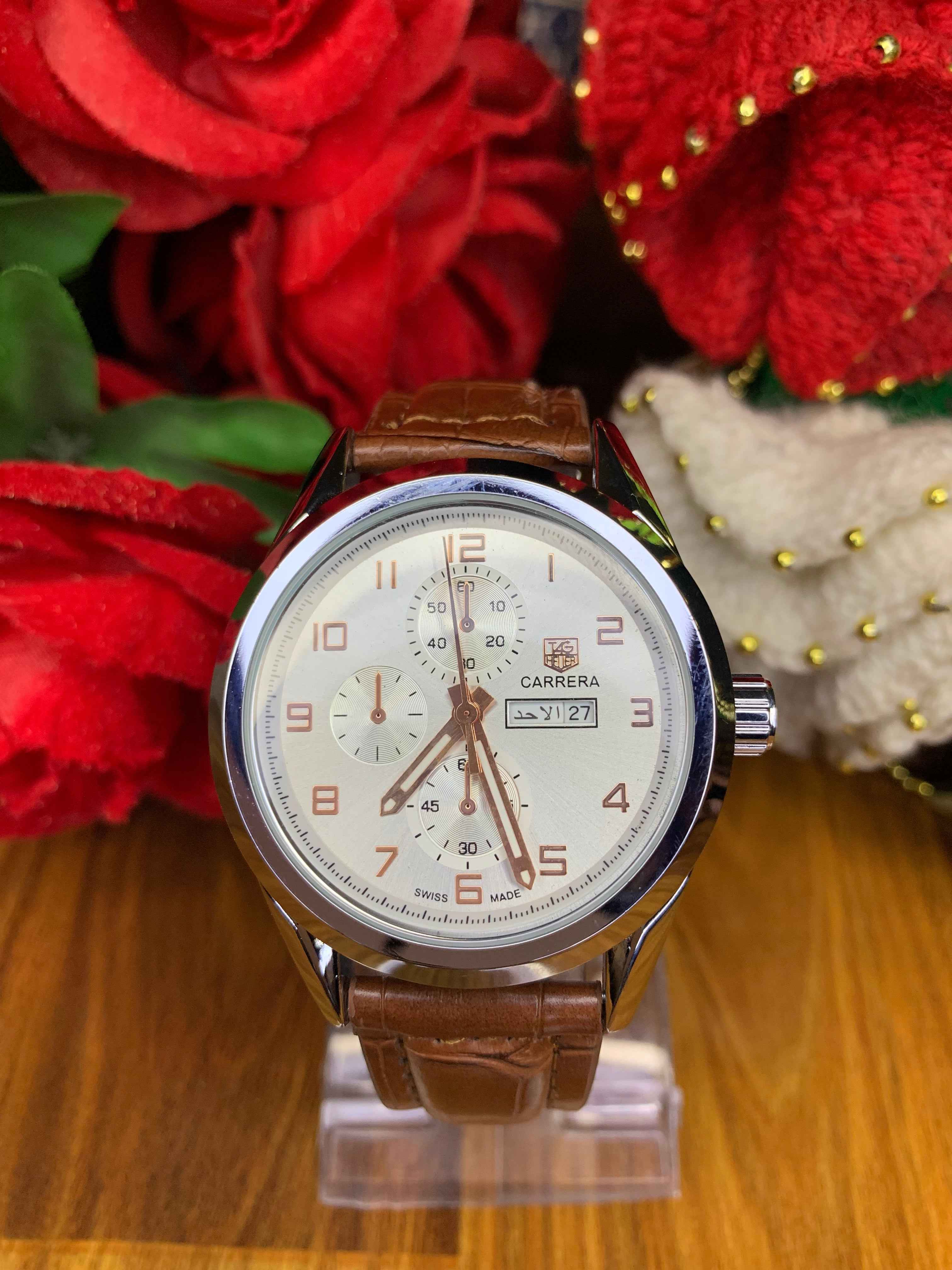 Classic Carrera Style – Luxury Brown Strap Watch