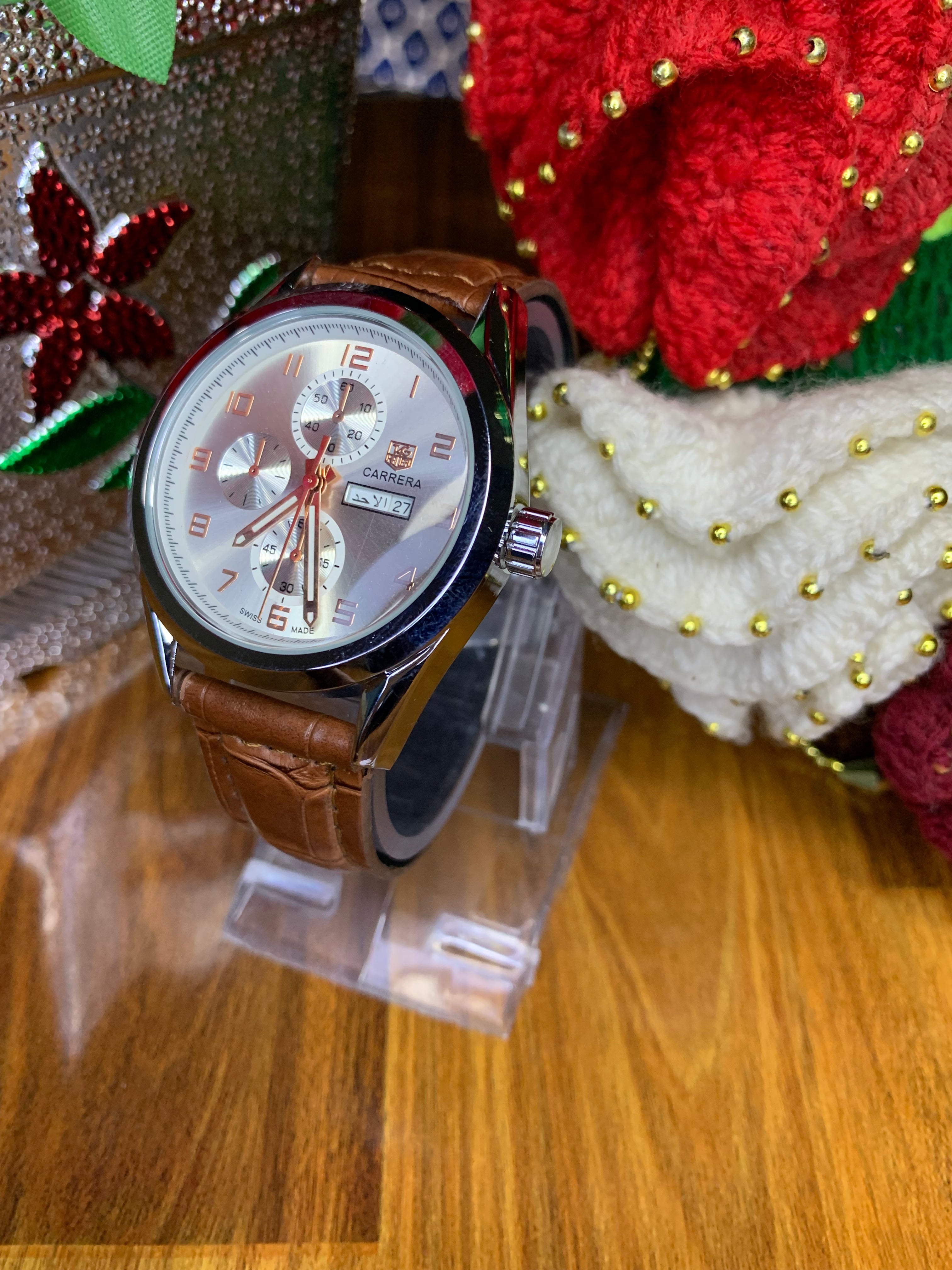 Classic Carrera Style – Luxury Brown Strap Watch