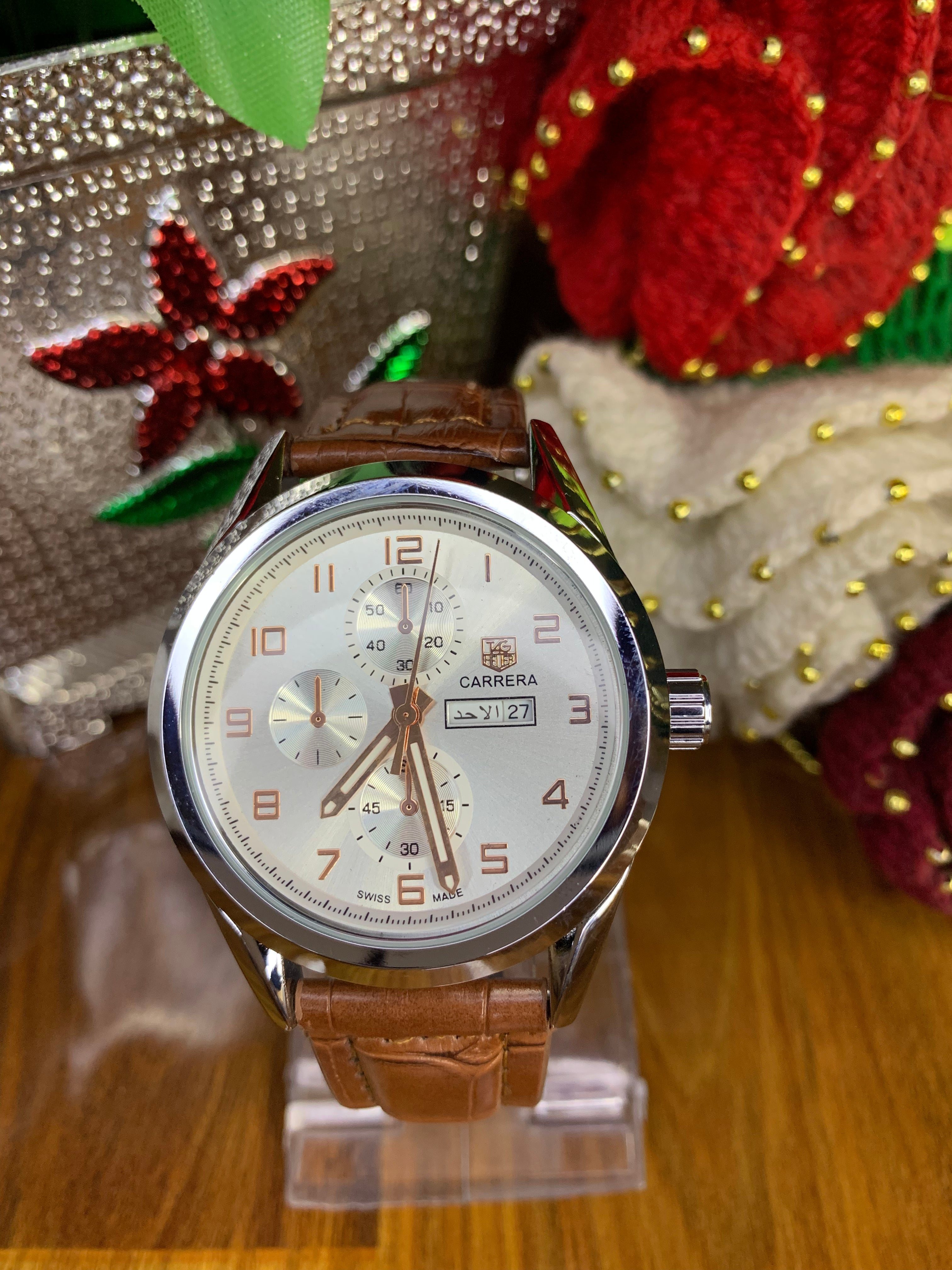 Classic Carrera Style – Luxury Brown Strap Watch