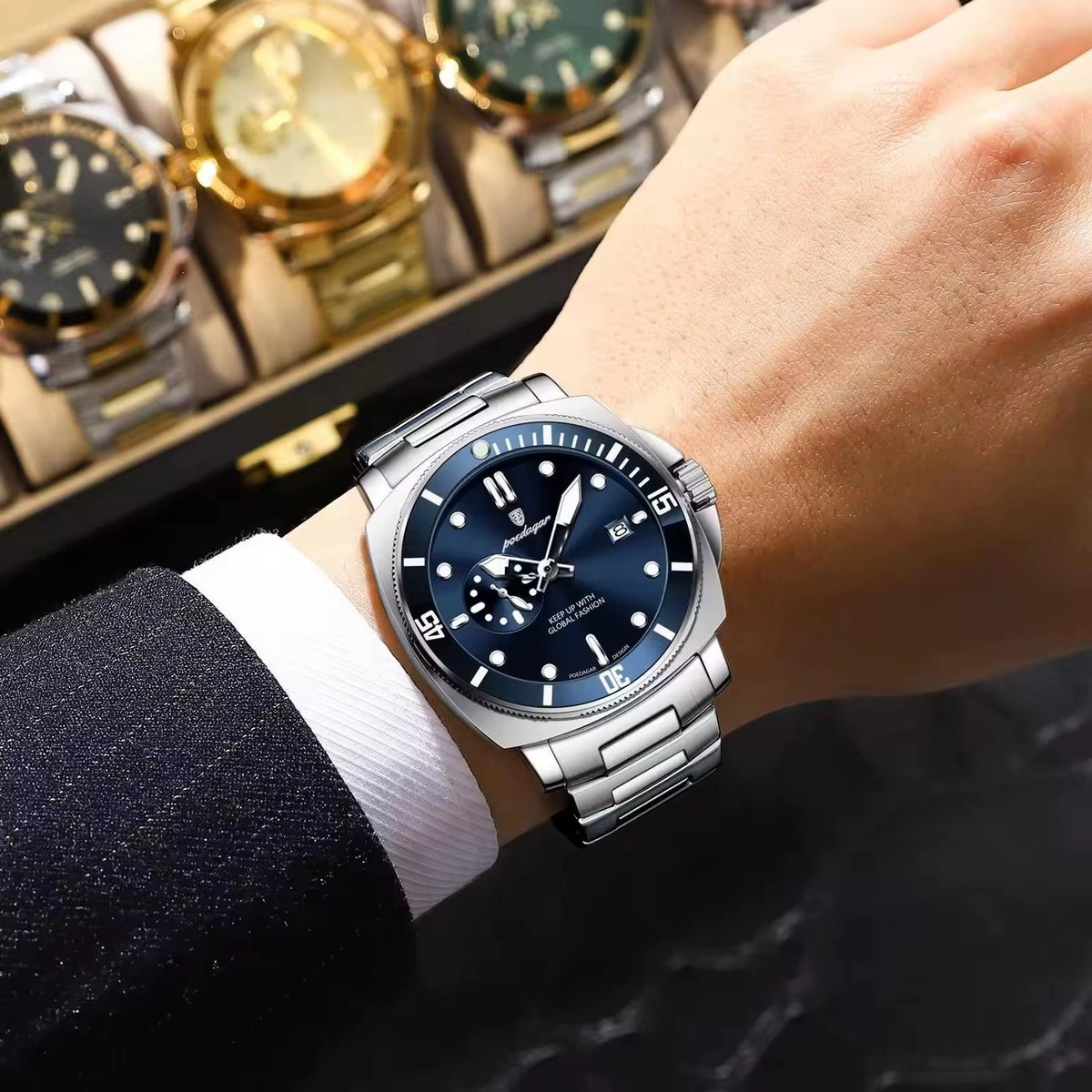 POEDAGAR 873 Diver Bezel Watch Men Luminous Calendar Pakistan COD