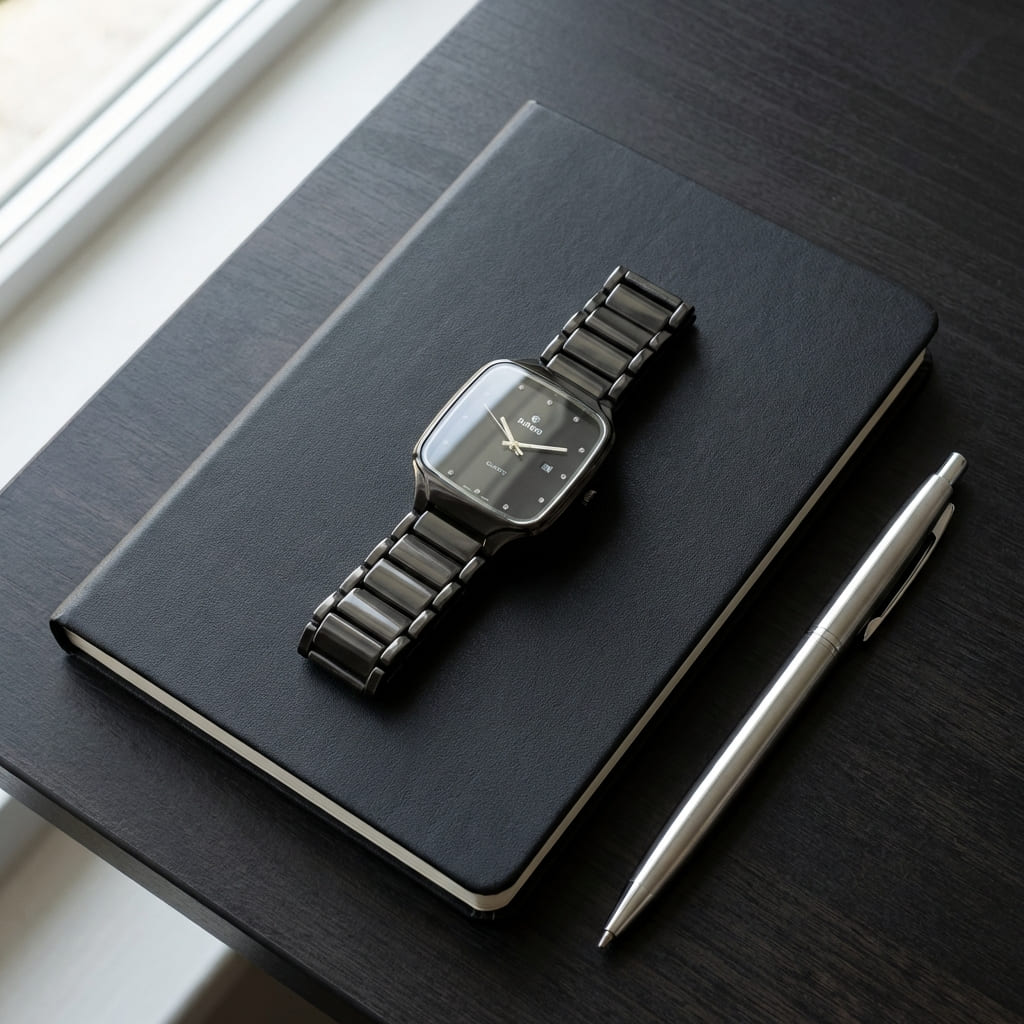 Rado Swiss Black Ceramic Square Watch Men