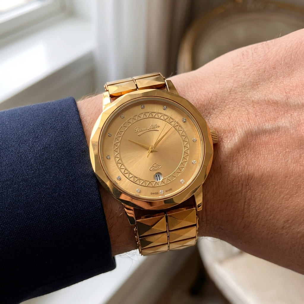 Elegant Black & Gold Designer Watch for Men