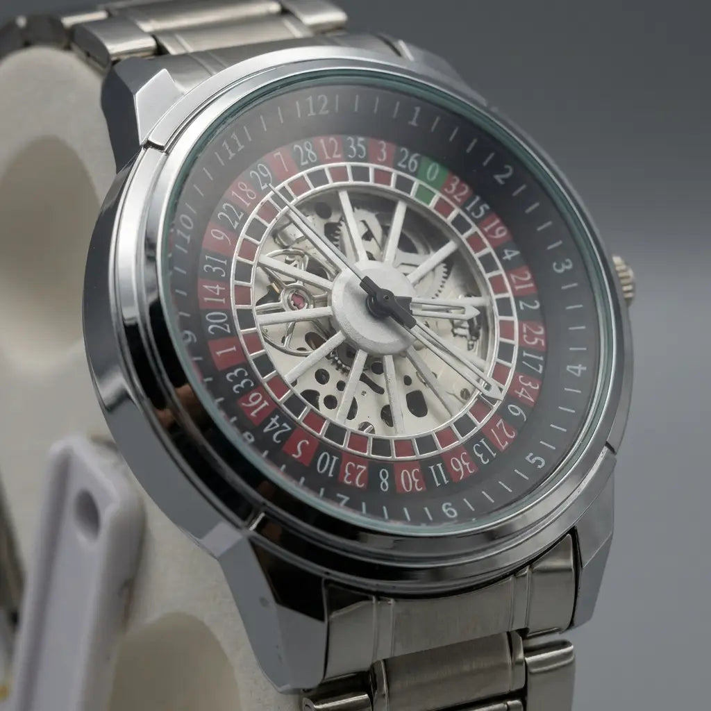 Baisheng Skeleton Watch Men 360 Rotating Dial Quartz