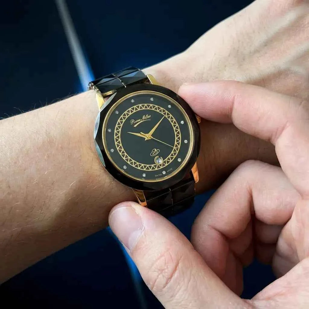 Elegant Black Gold Designer Watch for Men